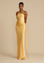 Robe Longue en Satin Jaune