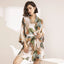 Peignoir en Satin à fleurs manches longues avec ceinture