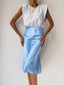 Jupe Longue en Satin Bleu