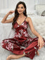 Pyjama en Satin Rouge Imprimé