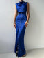 Ensemble en Satin Bleu Électrique