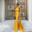 Robe Longue en Satin Dos Nu Écharpe Intégrée