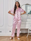 Pyjama en Satin Rayé Rose
