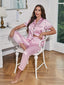 Pyjama en Satin Rayé Rose