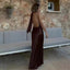 Robe en Satin Marron