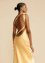 Robe Longue en Satin Jaune