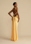 Robe Longue en Satin Jaune