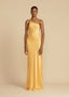 Robe Longue en Satin Jaune
