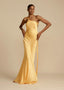 Robe Longue en Satin Jaune