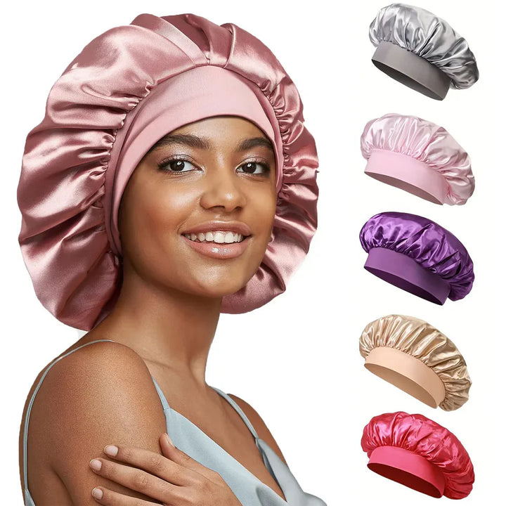 Un bonnet en satin pensé pour le soin des cheveux pendant la nuit