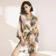 Peignoir en Satin à fleurs manches longues avec ceinture