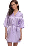 Peignoir en Satin uni coupe kimono avec ceinture
