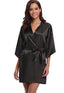 Peignoir en Satin uni coupe kimono avec ceinture