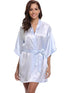 Peignoir en Satin uni coupe kimono avec ceinture