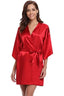 Peignoir en Satin uni coupe kimono avec ceinture