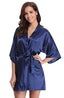 Peignoir en Satin uni coupe kimono avec ceinture
