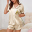 Pyjama 2 pièces en Satin avec short et manches courtes Femme