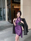 Robe en Satin moulante à col croisé violette