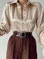 Chemise en Satin élégante à col ouvert pour Femme