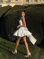 Robe en Satin Courte Blanche