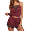 Pyjama en Satin 2 pièces avec finitions dentelle