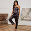 Pyjama en Satin 2 pièces à bretelles Noir petit coeur