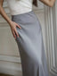 Jupe longue en Satin taille haute