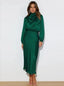 Robe longue en Satin à col haut
