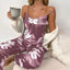 Pyjama en Satin 2 pièces à bretelles Fleurs