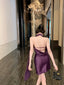 Robe en Satin moulante à col croisé violette