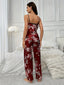 Pyjama en Satin Rouge Imprimé