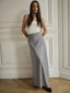 Jupe longue en Satin taille haute