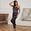 Pyjama en Satin 2 pièces à bretelles Noir petit coeur