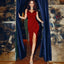 Robe en Satin Drapée Fendue