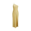 Robe en Satin jaune fendue à épaule dénudée