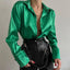 Chemise en Satin élégante à col ouvert pour Femme