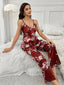 Pyjama en Satin Rouge Imprimé