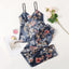Pyjama en Satin 2 pièces à bretelles Floral