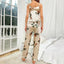 Pyjama en Satin Imprimé Feuillage