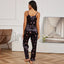 Pyjama en Satin 2 pièces à bretelles Noir petit coeur