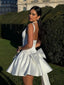Robe en Satin Courte Blanche