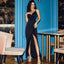 Robe en Satin Drapée Fendue