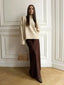 Jupe longue en Satin taille haute