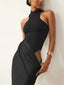 Robe Longue en Satin Fendue