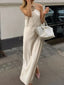 Robe longue Satin à bretelles croisées avec petite fleur