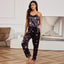Pyjama en Satin 2 pièces à bretelles Noir petit coeur