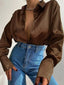 Chemise en Satin élégante à col ouvert pour Femme