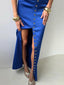 Ensemble en Satin Bleu Électrique