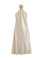 Robe longue Satin à bretelles croisées avec petite fleur