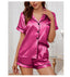 Pyjama 2 pièces en Satin avec short et manches courtes Femme
